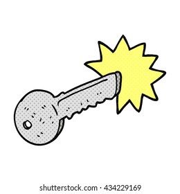 freehand drawn comic book style cartoon door key