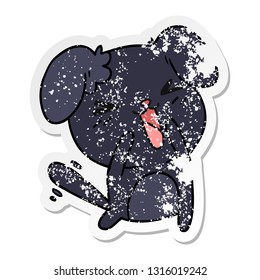 freehand drawn distressed sticker cartoon of cute kawaii dog