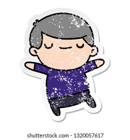 freehand drawn distressed sticker cartoon of kawaii cute older man