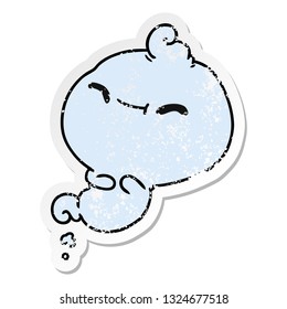 freehand drawn distressed sticker cartoon of kawaii scary ghost