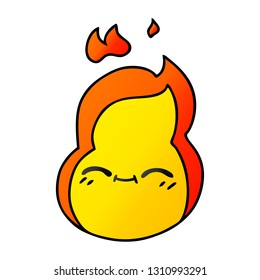 freehand drawn gradient cartoon of cute kawaii fire flame