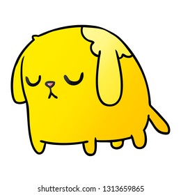 freehand drawn gradient cartoon of cute sad kawaii dog