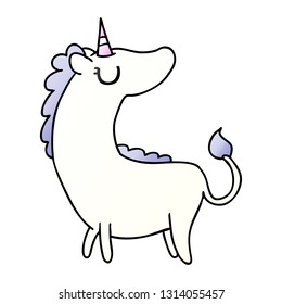 freehand drawn gradient cartoon of cute kawaii unicorn