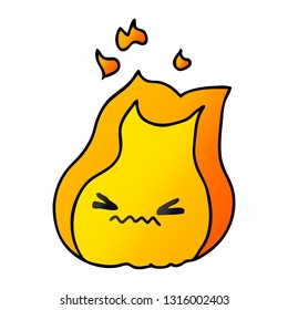 freehand drawn gradient cartoon of cute kawaii fire flame