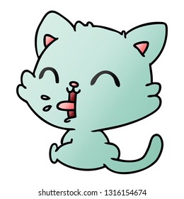 freehand drawn gradient cartoon of cute kawaii cat