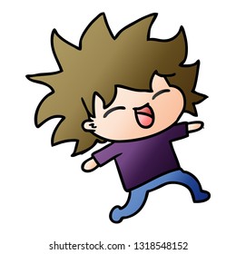 freehand gezeichneter Farbverlauf-Cartoon süßes kawaii-Mädchen