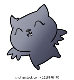 freehand drawn gradient cartoon of cute kawaii bat
