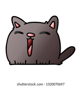 caricatura de gradiente dibujada a mano alzada del lindo gato kawaii