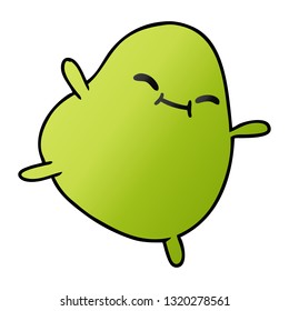 freehand drawn gradient cartoon of a cute jumping bean