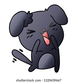 freehand gezeichneter Farbverlauf-Cartoon des süßen Kawaii-Hundes
