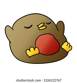 freehand drawn gradient cartoon cute kawaii red robin 