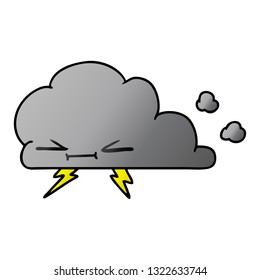 caricatura de gradiente dibujada a mano alzada de una nube de iluminación gruesa