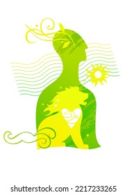 Ilustración dibujada a mano libre basada en la silueta de cabeza humana añadió elementos abstractos simples.