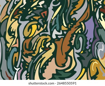 Lignes de brosse ornées dessinées à la main créant un motif moderne coloré