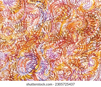 Freehand drawn overlapping marker lines creating modern, colorful abstract texture