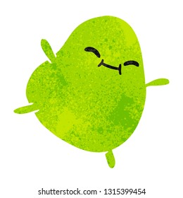freehand drawn retro cartoon of a cute jumping bean