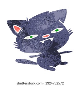 freehand drawn retro cartoon of cute kawaii cat