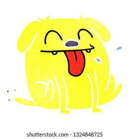 freehand drawn retro cartoon of cute kawaii dog