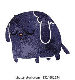 freehand drawn retro cartoon of cute sad kawaii dog