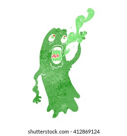 freehand drawn retro cartoon ghost