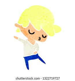 freehand drawn retro cartoon of kawaii cute boy