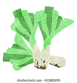 freehand drawn retro cartoon leeks