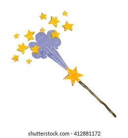 freehand drawn retro cartoon magic wand