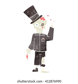 freehand drawn retro cartoon posh zombie