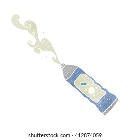 freehand drawn retro cartoon toothpaste squirting