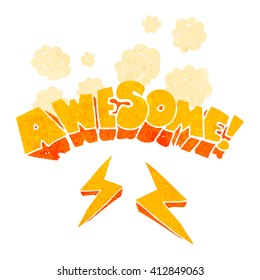 freehand drawn retro cartoon word awesome