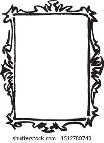 Freehand drawn rough, simplistic frame in black and white 