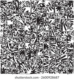 Freehand drawn simple symbols augmenting, creating organic feel modern pattern