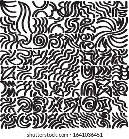 Freehand drawn simplistic marker lines based patchwork