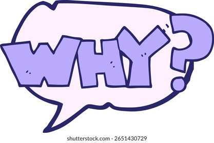 freehand drawn speech bubble cartoon shout WHY? in bright neon color