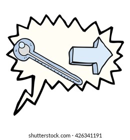 freehand drawn speech bubble cartoon thermometer
