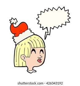 freehand gezeichnete Cartoon-Cartoon mit Weihnachtsmütze