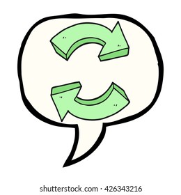 freehand drawn speech bubble cartoon recycling arrows