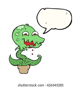 freehand drawn speech bubble cartoon monster plant