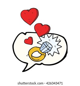 freehand drawn speech bubble cartoon diamond engagement ring