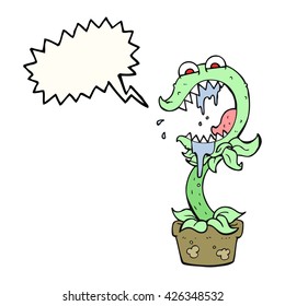 freehand drawn speech bubble cartoon carnivorous plant