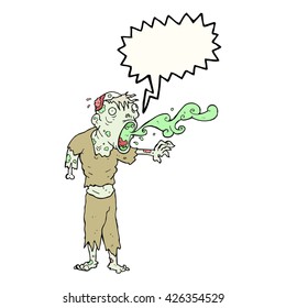 freehand drawn speech bubble cartoon gross zombie
