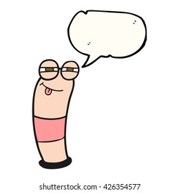 freehand drawn speech bubble cartoon worm