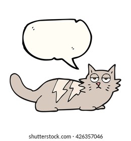freehand drawn speech bubble cartoon cat
