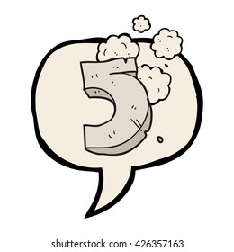 freehand drawn speech bubble cartoon stone number five
