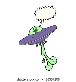 freehand gezeichnete Sprechblase Cartoon außerirdisches Raumschiff