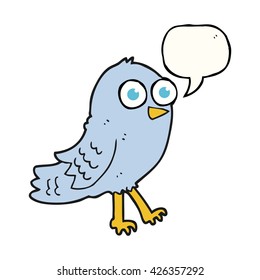 freehand drawn speech bubble cartoon bird