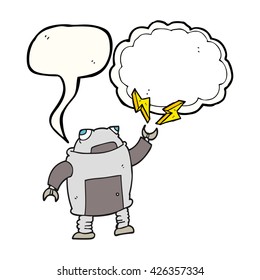 robot de dibujos animados de burbujas de voz dibujado a mano libre