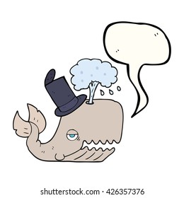 freehand drawn speech bubble cartoon whale spouting water