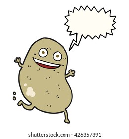 freehand drawn speech bubble cartoon potato running