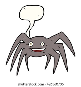 caricatura de burbuja de habla dibujada a mano libre araña feliz